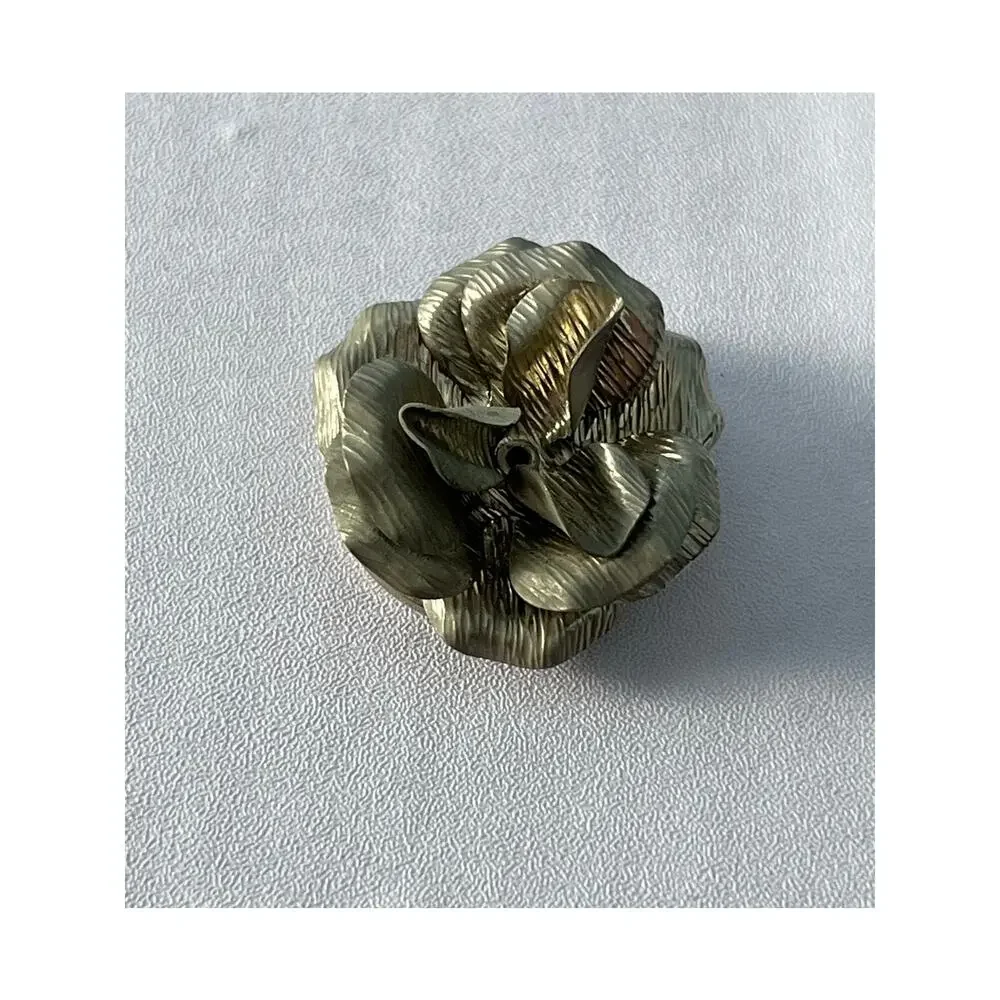 VTG Silver Tone Sculptural Flower Fur Clip Mid Century Coat Collar Clasp Austria